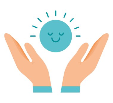 Barışı simgeleyen gülümseyen bir yüzü tutan eller