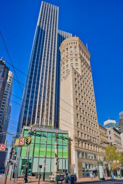 Hobart building and office towers in San Francisco, California. San Francisco is home to many famous skyscrapers.