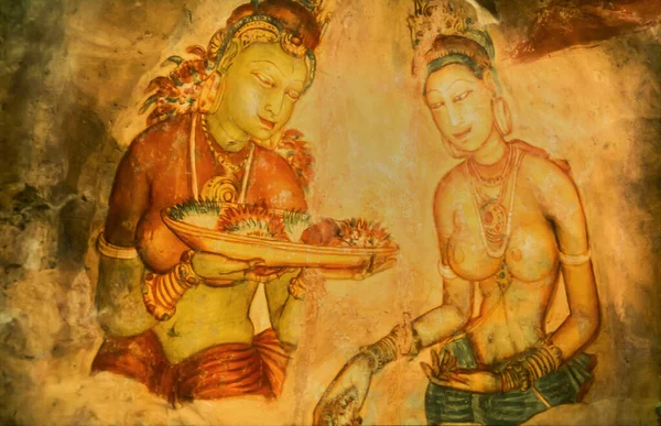 Freski Sigiriya Dambulla Sri Lanka — Zdjęcie stockowe