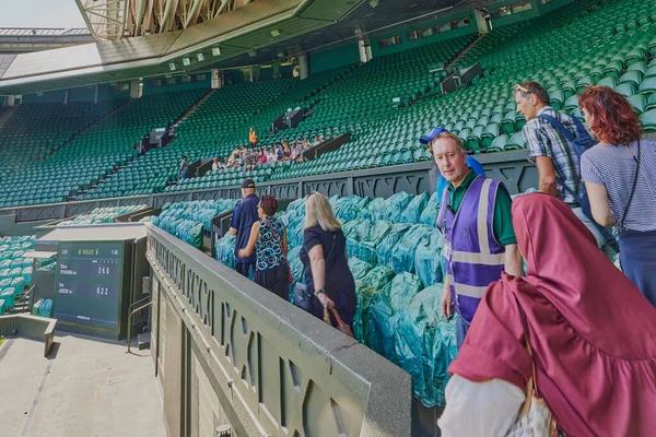 Estadio Tenis Wimbledon Pista Central Tenis Con Asientos Vacíos Londres — Foto de Stock