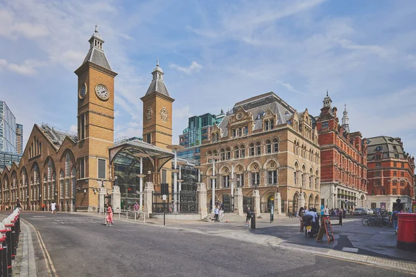 Liverpool Street Station Exterieur Straat Uitzicht Met Mensen Londen Verenigd — Stockfoto