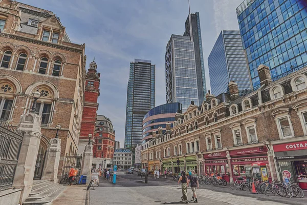 Gebouwen Van Wolkenkrabbers Bij Liverpool Street Station London — Stockfoto