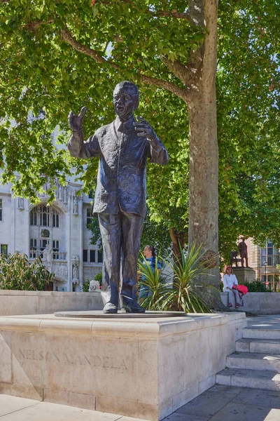 stock image  Nelson Mandela statue at Parliament Square, London, England