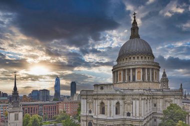 St. Paul's Cathedral is seen from the Madison Rooftop Bar of One New Change shopping center in London, UK