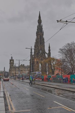 Edinburgh, İskoçya 'daki Prenses Caddesi manzarası