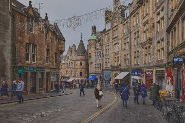 Ünlü Cockburn Caddesi, Edinburgh, İskoçya, İngiltere