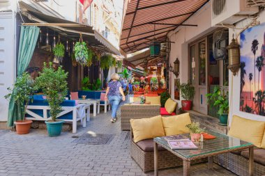  Tiflis 'in Eski Kasabası' ndaki restoranlar. Tiflis Gürcistan 'ın başkentidir.