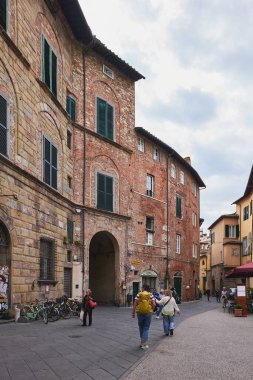 Streets of the historic town of Lucca, Italy.