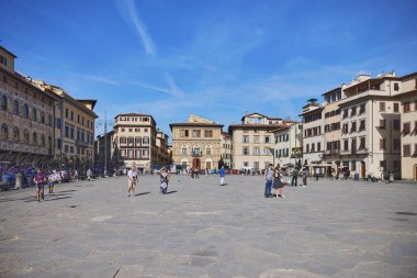 İtalya, Floransa 'da Duomo Maria del Fiore ile ünlü Piazza della Signoria..