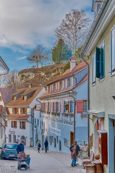 Almanya, Constance Gölü 'ndeki Meersburg' da eski evler