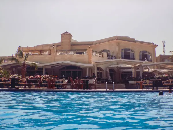 Бассейн Рестораном Отдыхе Летом Египте — стоковое фото