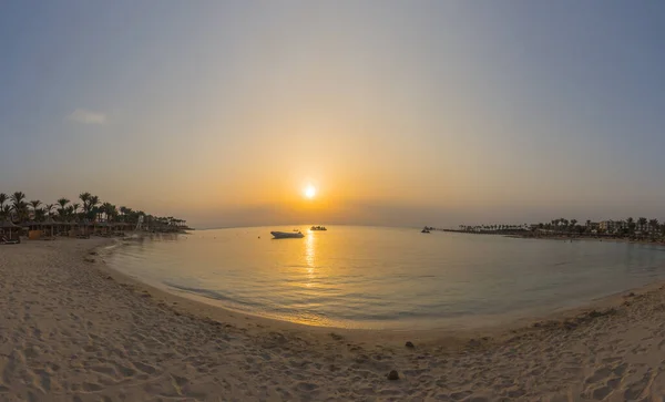 Wellen Strand Während Wam Sonnenuntergang Urlaub Ägypten Panorama Große Aussicht — Stockfoto