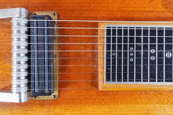 Gitara Stalowa Widoku Szczegółowym Sceny — Zdjęcie stockowe