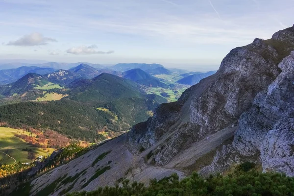 Vista Incrível Para Paisagem Montesa Durante Caminhadas Nas Montanhas Áustria — Fotografia de Stock