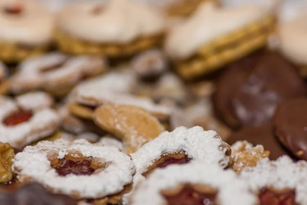 Detalle Vista Desde Sabrosas Galletas Con Chocolate Azúcar Para Navidad — Foto de Stock