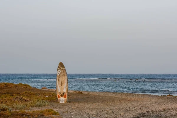 Tabla Windsurf Atascado Playa Arena Mar Rojo Egipto —  Fotos de Stock