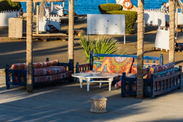 Уютное Место Пляже Курорте Отдыхе Египте — стоковое фото