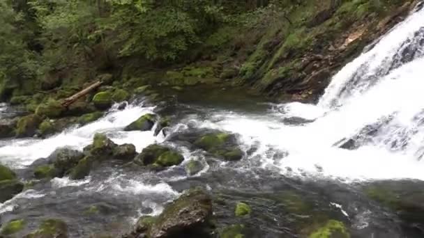 Wspaniały Wodospad Pędem Wody Górach — Wideo stockowe