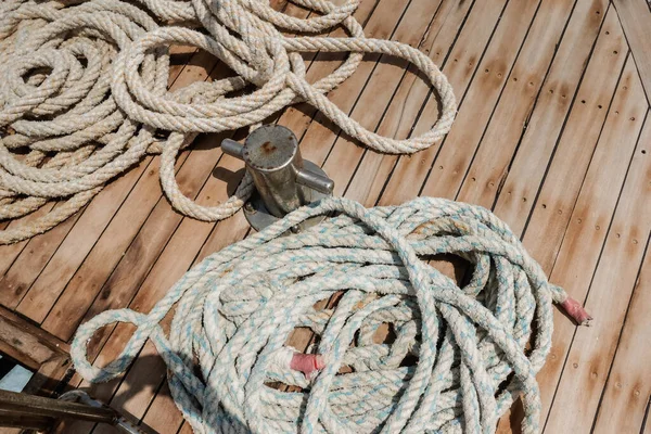 lot of ropes on a boat during a trip at the red sea in egypt