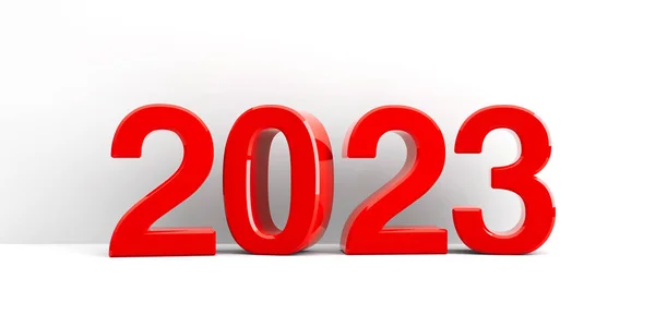 Símbolo 2023 Vermelho Ícone Botão Parede Branca Representa Novo Ano — Fotografia de Stock