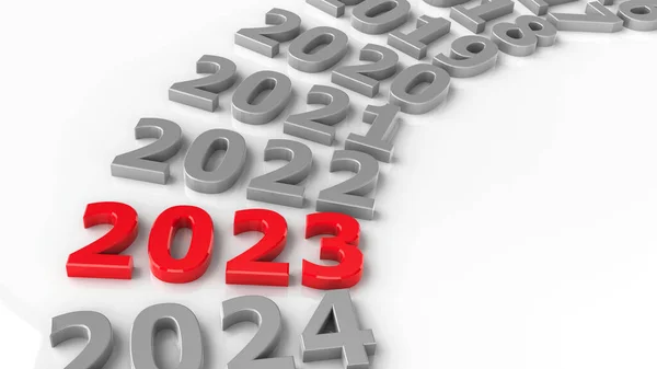 2023年的过去代表了2023年的新的一年 三维渲染 3D插图 图库照片