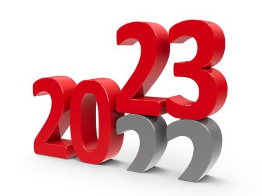2022-2023 change represents the new year 2023, three-dimensional rendering, 3D illustration