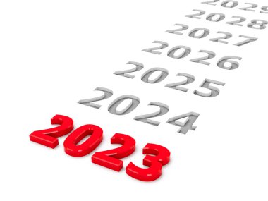 2023 gelecek 2023 yılını temsil ediyor, üç boyutlu çizim, üç boyutlu illüstrasyon