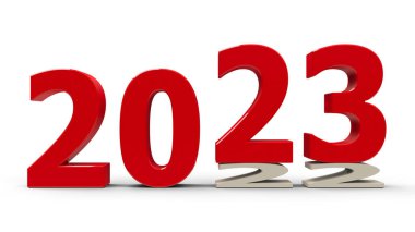2022-2023 change represents the new year 2023, three-dimensional rendering, 3D illustration