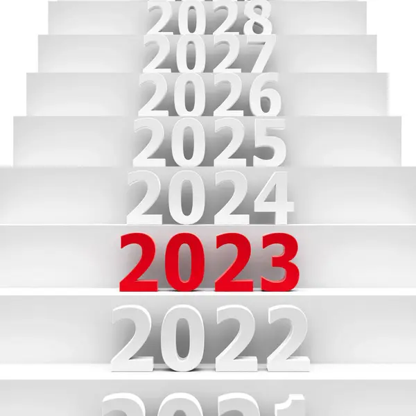 2023 Futuro Podio Representa Nuevo Año 2023 Representación Tridimensional Ilustración Fotos de stock libres de derechos