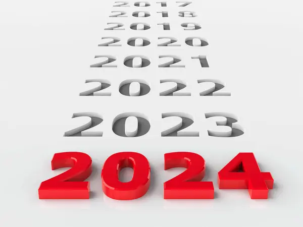 Rote Zahl 2024 Auf Grauem Hintergrund Mit Zahlen Stellt Das Stockbild