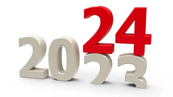 2023 2024 Change Represents New Year 2024 Three Dimensional Rendering Stock Photo