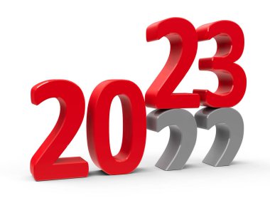 2022-2023 change represents the new year 2023, three-dimensional rendering, 3D illustration