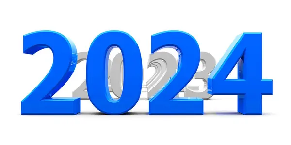 Blå 2024 Kommer Representerar Det Nya Året 2024 Tredimensionell Rendering Stockbild