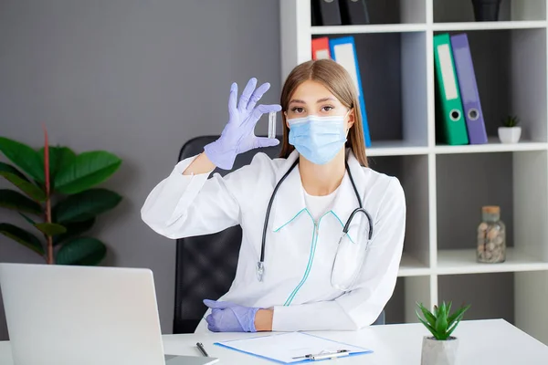 stock image Doctor holding test tube for 2019-nCoV analyzing