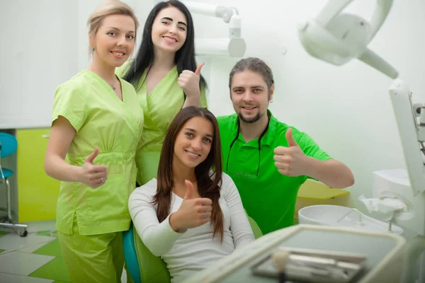 Portrait Smiling Dentists Dental Clinic — Stock Photo, Image