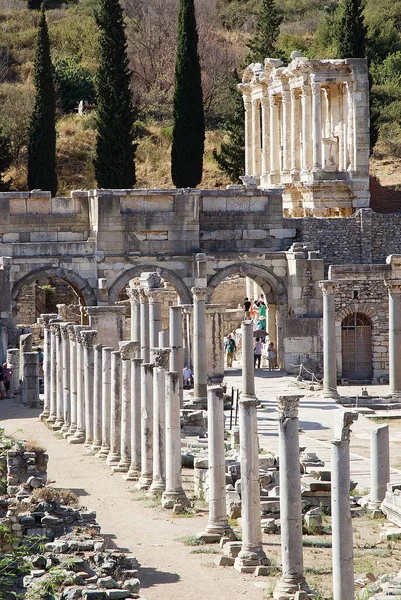 Дома Эфесе Турция Показывающие Богатые Жили Римский Период Эфес Внесен — стоковое фото