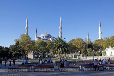 İstanbul 'daki Mavi Cami, Türkiye. Sultan Ahmed Camii olarak da bilinir. Osmanlı döneminden kalma tarihi bir cami.