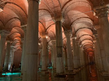 The Basilica Cistern in the city of Istanbul, Turkey. It is the largest of several hundreds ancient cisterns that lie beneath the city of Istanbul 