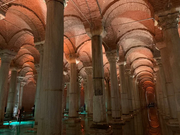 The Basilica Cistern in the city of Istanbul, Turkey. It is the largest of several hundreds ancient cisterns that lie beneath the city of Istanbul 