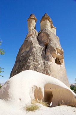 Rock formations of the Fairy Chimney in Goreme National Park, a small village in Central Anatolia, Turkey