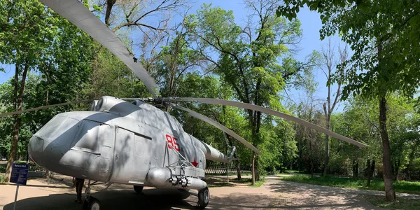 Ancient Elicopter Soviet Air Forces Urban Park Almaty Kazakhstan — Stock Photo, Image
