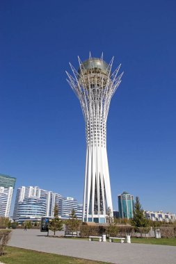 Central Downtown Astana with Baiterek Tower, Kazakhstan, Bayterek is a monument and observation tower in Astana, the capital city of Kazakhstan. The tower i located on Nurjol Boulevard clipart