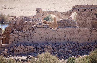 Nasser Gölü 'nde Qasr Ibrim, Mısır. Aşağı Nubia 'da bir arkeolojik bölge.