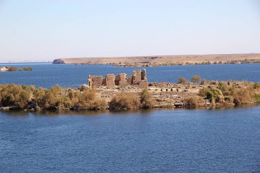 Nasser Gölü 'nde Qasr Ibrim, Mısır. Aşağı Nubia 'da bir arkeolojik bölge.