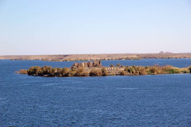 Nasser Gölü 'nde Qasr Ibrim, Mısır. Aşağı Nubia 'da bir arkeolojik bölge.