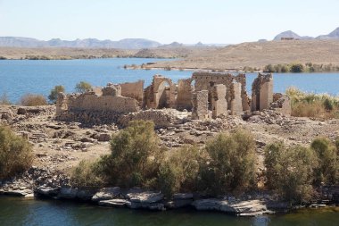 Nasser Gölü 'nde Qasr Ibrim, Mısır. Aşağı Nubia 'da bir arkeolojik bölge.