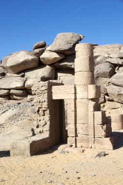 Chapel of Dedwen at Temple of Kalabsha at Aswan, Egypt. The temple is an ancient Egyptian temple that was originally located 50 Km south of Aswan and relocated after the Aswan High Dam was built clipart