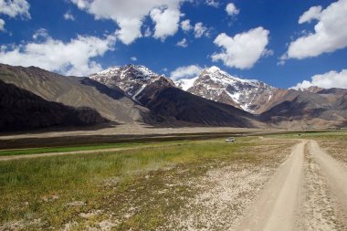 Tacikistan 'daki Gorno-Badakhshan' da Pamir 'deki dağlar. Badakhshan Tacikistan 'ın doğusunda özerk bir bölgedir.