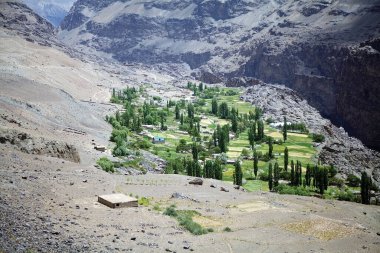 Landscape along the Bartang Valley in the Gorno-Badakhshan in Tajikistan. The Badakhshan is an autonomous region in eastern Tajikistan, in the Pamir Mountains clipart