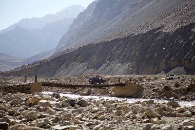 Landscape along the Bartang Valley in the Gorno-Badakhshan in Tajikistan. The Badakhshan is an autonomous region in eastern Tajikistan, in the Pamir Mountains clipart